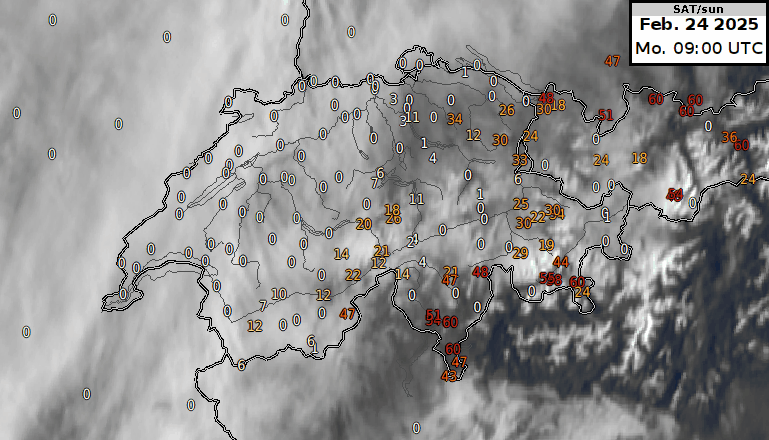 Animation mit Satellitenbild und Messdaten