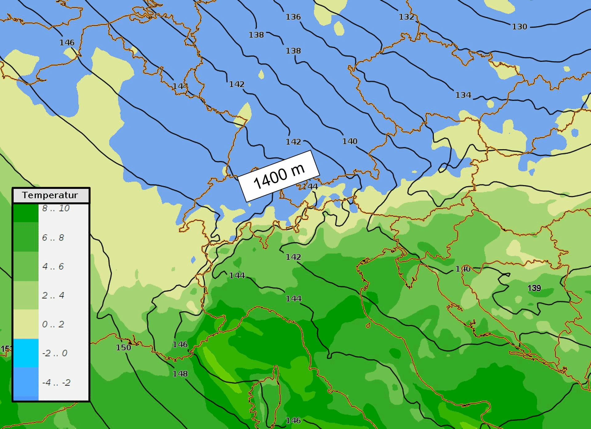 Wetterkarte über Mitteleuropa