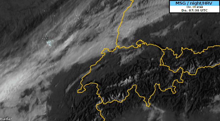 Animation des Satellitenbildes von MeteoSat (sichtbarer Kanal) am 06.10.2022 von 7 bis 14 UTC.