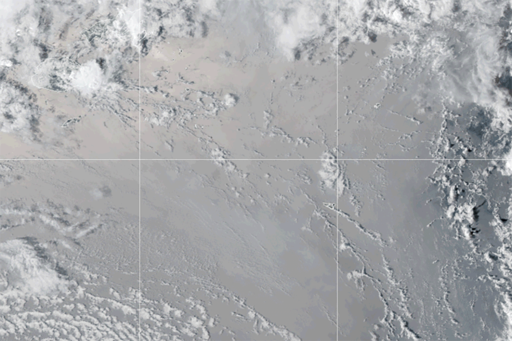 Satellitenanimation des Vulkanausbruchs Tonga im Januar 2022. 