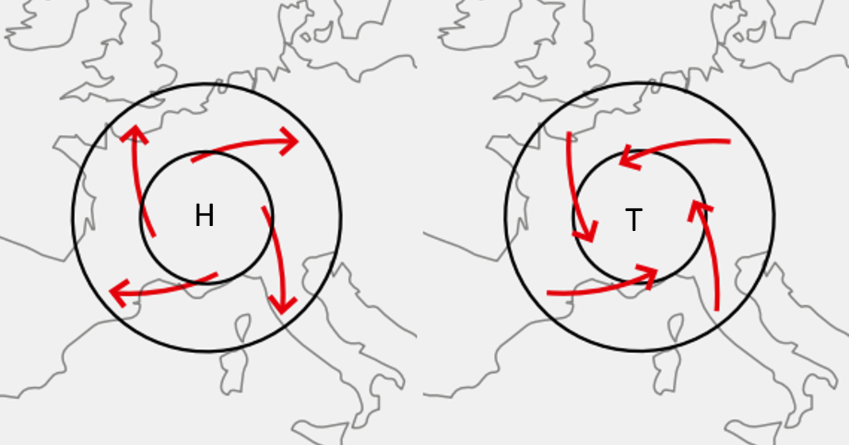 In welche Richtung drehen die Druckgebiete über den Alpen? MeteoSchweiz