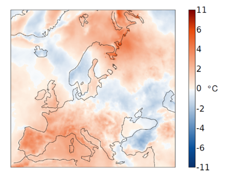 Europakarte zur Temperatur im Juli 2022.