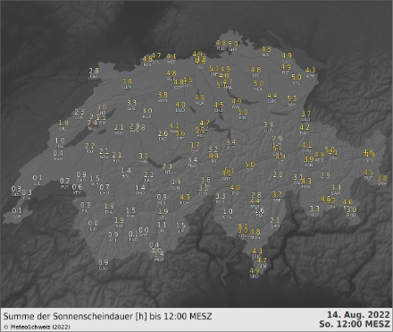 In Sachen Sonnenscheindauer "en Gstellte". Bis um 12 Uhr reichte es in der Deutschschweiz und im Tessin für 3 bis 5 Stunden Sonne, im Westen hingegen blieb es oft bewölkt.