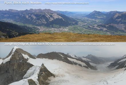 Blick vom Pizol bzw. Jungfraujoch Ostgrat um 14 Uhr.