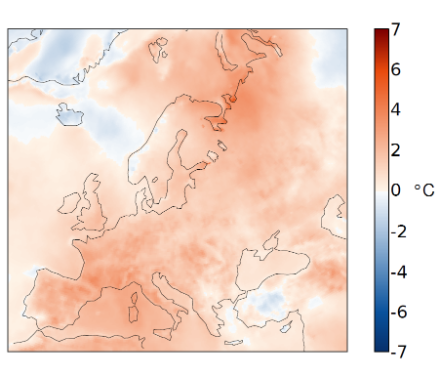 Europakarte zur Sommertemperatur 2022.