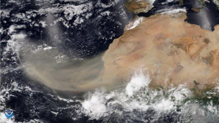 Möglicherweise der Grund, wieso die aktuelle Hurrikan-Saison noch vergleichsweise ruhig vonstatten ging. Störungen über der westlichen Sahara wirbeln grosse Mengen Staub auf. Diese werden mit östlichen Winden in die Entstehungsgebiete tropischer Wirbelstürme verfrachtet.