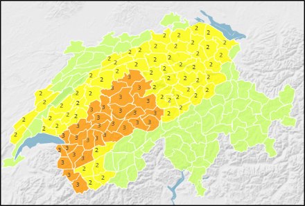 Warnkarte Regen für heute Mittwoch, 29. September 2022.
