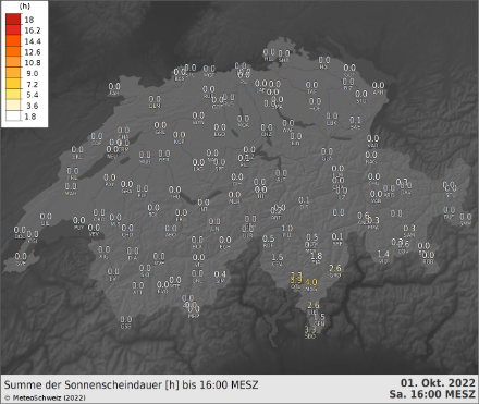 Man muss nicht Sherlock heissen, um die sonnigste Ecke der Schweiz zu finden. Im Mittel- und Südtessin wurden bis 16 Uhr immerhin 2 bis 4 Stunden Sonnenschein registriert, in den übrigen hingegen war es meist eine Nullnummer.