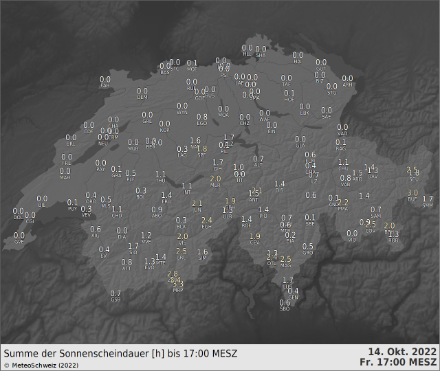 Sonnenscheindauer in Stunden bis 17 Uhr.