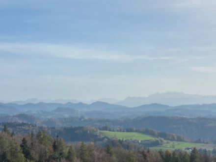 Nachmittäglicher Blick vom Schauenberg in die Alpen.