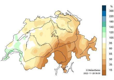 Schweizerkarte zum Novemberniederschlag.