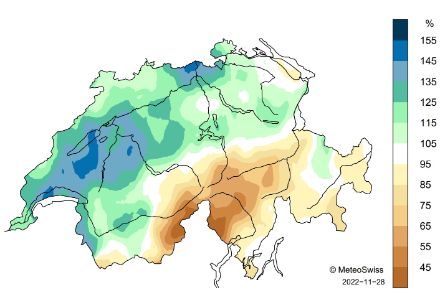 Schweizerkarte des Herbstniederschlags.