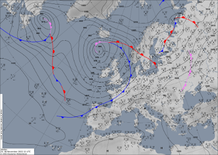 Bodenanalyse von Dienstag 8. November 2022 um 12 UTC.