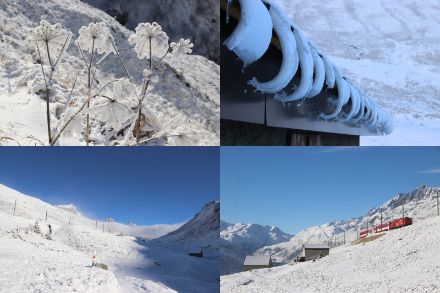 Schöne aber karge Winterlandschaft: Viel Sonne und wenig Schnee aus dem Gebiet zwischen dem Nätschen und dem Oberalppass.