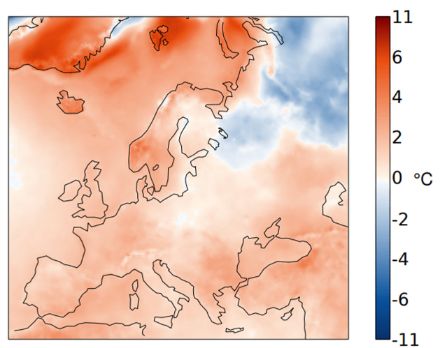 Europakarte zur Novembertemperatur.