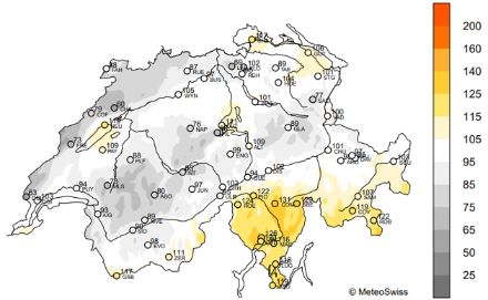 Schweizerkarte der Sonnenscheindauer im November.