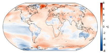 Weltkarte zur Herbsttemperatur