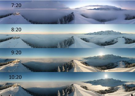 Die Webcambilder vom Kronberg AI (1663 m ü.M.) heute Vormittag zeigen, dass die Hochnebelobergrenze sank. 