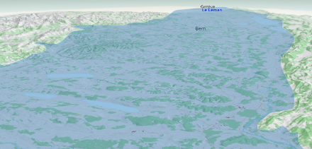 Zu sehen ist die schematische Darstellung des Kaltluftsees im Mittelland auf einer topographischen Karte.