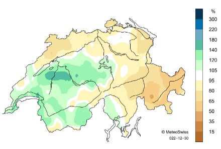 Karte zum Niederschlag im Dezember.
