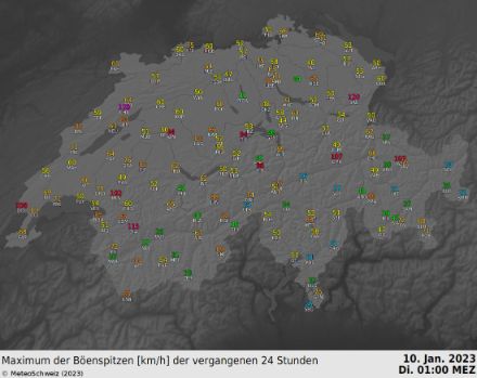 Karte mit Böenspitzen