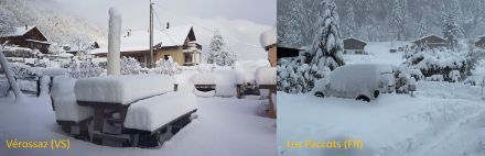 Fleissig war der Winter in den westlichen Alpen, Bilder vom Mittwochmorgen in Vérossaz und Les Paccots. 