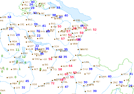Neuschneesumme in cm, gemessen am 15. Januar 2021 um 7 Uhr.
