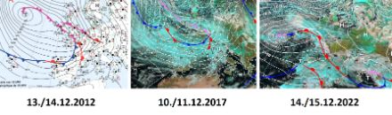 In den letzten 11 Jahren gab es z.B. 3 Unwetterereignisse mit vereisendem Regen. Unwetterereignis bedeutet in diesem Fall verbreitet (ca. > 2000 km2) mit mindestens 0.5 bis 2 mm Regen bei Oberflächentemperaturen < 0° Celsius. Interessant dabei ist, dass solche Ereignisse meist um Mitte Dezember auftreten.