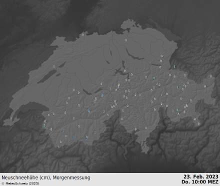 Neuschneemessung am Donnerstagmorgen, 23.02.2023.