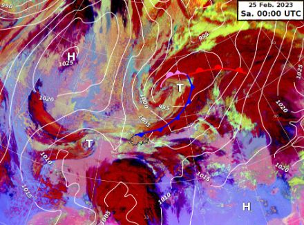 Bodenwetterkarte und Satellitenbild