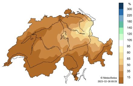 Schweizerkarte zum Niederschlag im Februar.