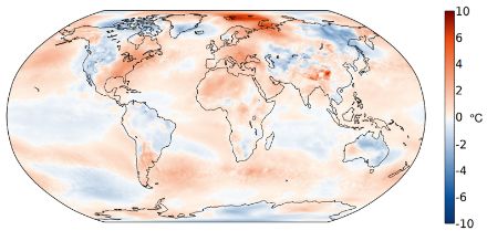 Weltkarte zur Wintertemperatur 2023.