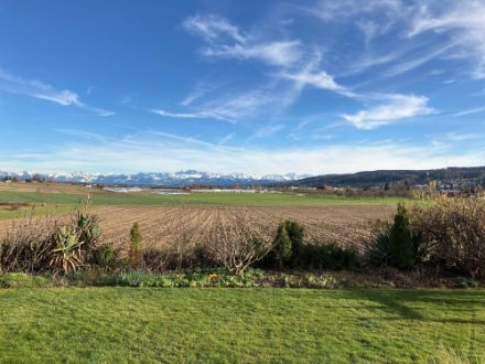 Bei guter Fernsicht in der trockenen Föhnluft sind die Alpen aus Dübendorf klar zu sehen. (Quelle: Meteomeldungen/App) 