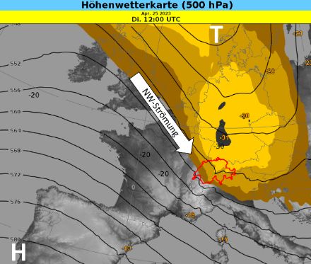 Höhenwetterkarte mit Ergänzungen