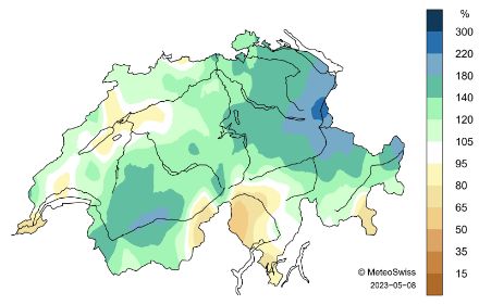 Schweizerkarte zum Niederschlag im April.