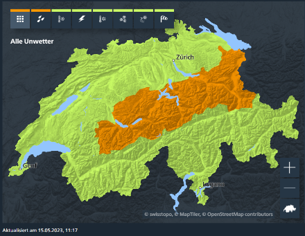 Warnkarte der Schweiz