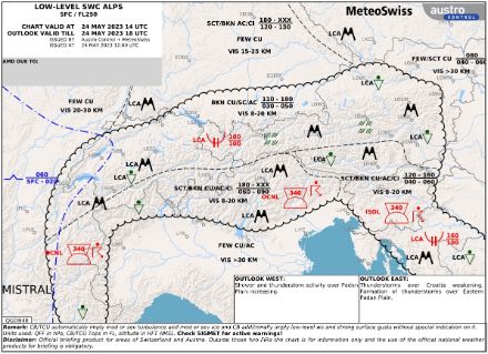 Low-Level SWC mit markanten Wettererscheinungen für den Alpenraum am 24.05.2023 