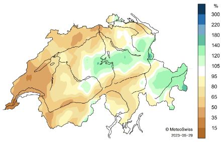 Schweizerkarte zum Niederschlag im Mai.