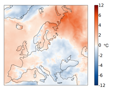 Europakarte zur Temperatur im Mai.
