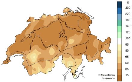 Schweizerkarte zu den Niederschlagsmengen im Juni.