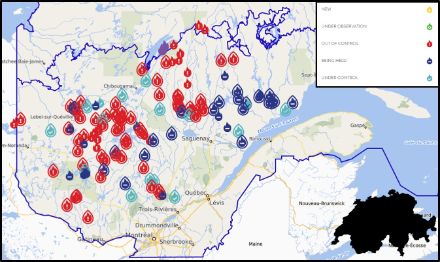 Lagekarte der Société de protection des forêts contre le feu.