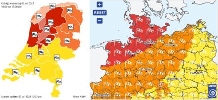 Warnkarten vom deutschen und holländischen Wetterdienst.