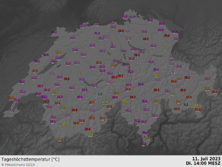 Tageshöchstemperaturen bis 14 Uhr