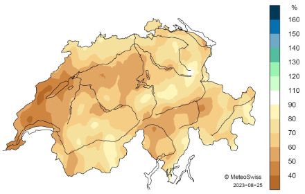 Schweizerkarte zum Niederschlag im Sommer 2023.