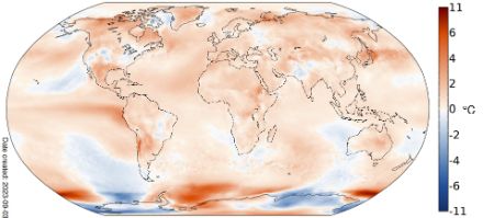 Weltkarte zur Sommertemperatur 2023.