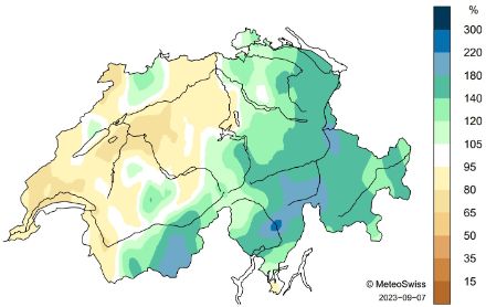 Schweizerkarte zum Augustniederschlag.