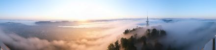Ausblick am Sonntagmorgen vom Uetliberg über den Nebel hinweg.