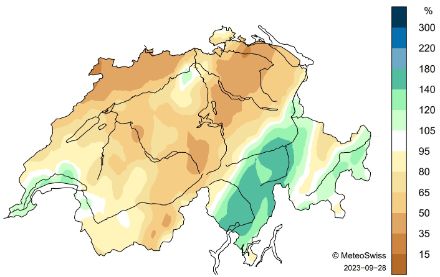 Schweizerkarte zum Niederschlag im September.