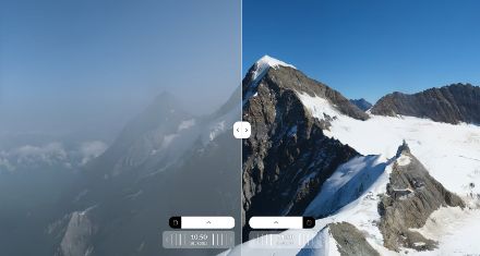 Bildvergleich Jungfraujoch 30.9.2023 10:50 Uhr und 1.10.2023 11:50 Uhr. Die Sicht hat sich am Sonntag deutlich verbessert. 