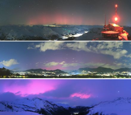 In vielen Regionen der Schweiz, wo die Bewölkung zum richtigen Zeitpunkt aufriss, waren Polarlichter zumindest fotographisch zu sehen. 